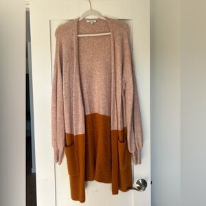 Madewell Pink and Brown Open Cardigan
